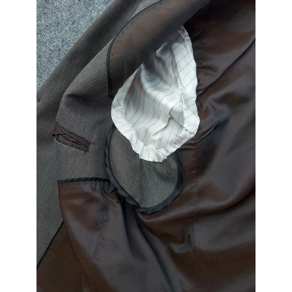 Banana Republic Blazer Jacket 40 Short Brown Herringbone 3 Button Notch